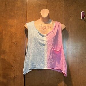 Mona B Tie Dyed Sleeveless Crop Top Muscle Tee Size Medium